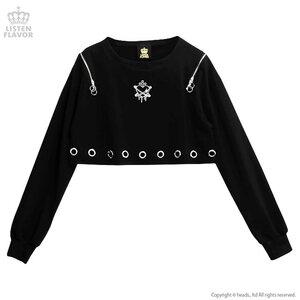 LISTEN FLAVOR Heart Planet Zip Short Top Black