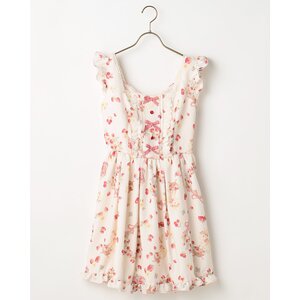 LIZ LISA Rabbit & Ribbon Print Jumper Skirt White