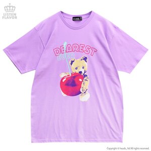 LISTEN FLAVOR Dearest Cherry Bear Big T-Shirt Lavender
