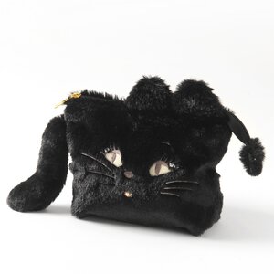 FLAPPER Cat Tail Fur Pouch Black