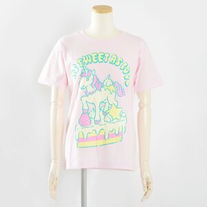 LISTEN FLAVOR Sweet Unicorn T-shirts Light Pink (M)