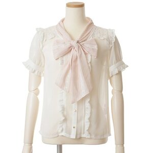 LIZ LISA Striped Ribbon Blouse Pink