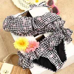 LIZ LISA Gingham Flower Bikini Black