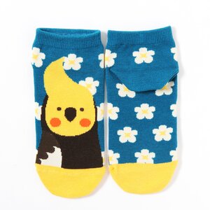 Kotoritachi Cockatiel Printed Socks (Flower Pattern) Blue