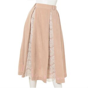 Swankiss Frame Embroidered Long Skirts Beige