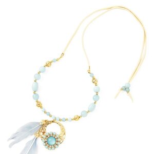 LIZ LISA Suede Feather Necklace Blue