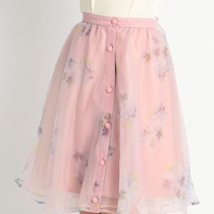 LIZ LISA Pansy Pattern Organdy Skirt Pink