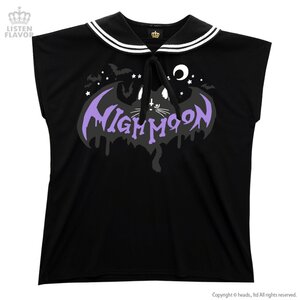 LISTEN FLAVOR Bat-Cat Sailor Cutsew (Re-Release) Black x Black