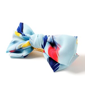 Feather Pattern Ribbon Barrette Light Blue