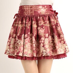 LIZ LISA Flower Check Pattern Sukapan Skirt Bordeaux