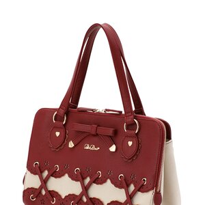 LIZ LISA Scalloped Filigree Tote Bag Bordeaux