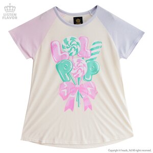 LISTEN FLAVOR Lollipop Candy Raglan Cutsew Vanilla