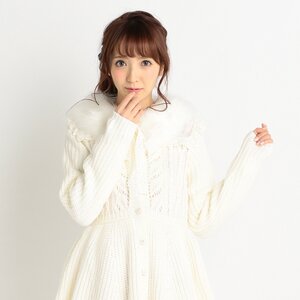 LIZ LISA Peplum Cardigan w/ Faux Fur Collar White