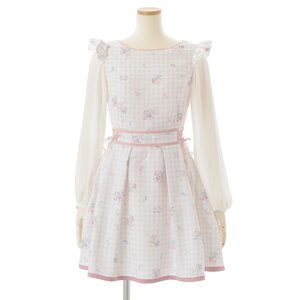 LIZ LISA Houndstooth Floral Print Dress Pink