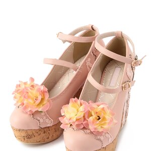 LIZ LISA Rose Wedge Pumps Pink S