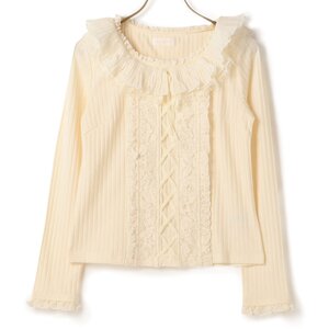 LIZ LISA Lace Ribbed Top White