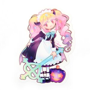 Happy Halloween Girls Sticker Scary Pink