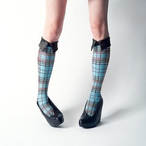 ERIMAKI SOX Tartan Checkered High Socks Blue