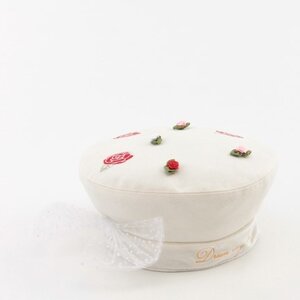Swankiss Dot Ribbon Tulle Beret White