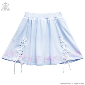 LISTEN FLAVOR Love Heart Lace-Up Circular Skirt Baby Blue