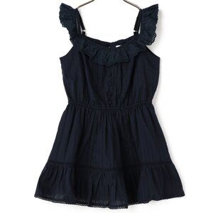 LIZ LISA Cotton Lace Frill Top Navy