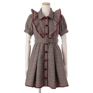 LIZ LISA Checkered Frilly Dress Brown
