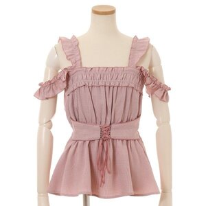 LIZ LISA Shirring Peplum Top Pink