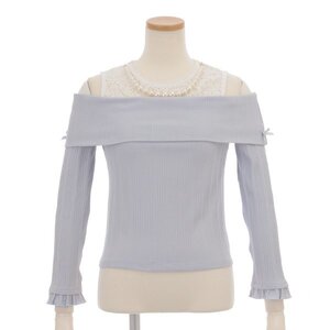 LIZ LISA Ribbed Top w/ Necklace Gray