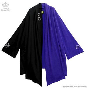 LISTEN FLAVOR Long Knit Robe Black x Purple