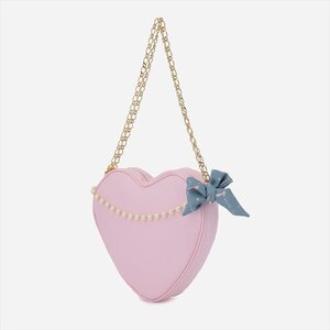 Pinkymika Heart x Ribbon Chain Bag Pink