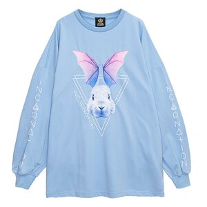 LISTEN FLAVOR Evil Rabbit Big Pullover Light Blue