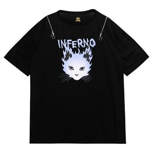 LISTEN FLAVOR Inferno Cat Shoulder Zip Big Top Black
