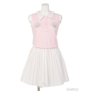Swankiss Shell Pleated Dress Pink