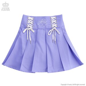 LISTEN FLAVOR Cherry Lace-Up Pleated Skirt Lavender