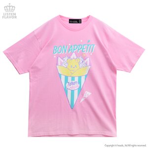 LISTEN FLAVOR Teddy Crepe Big T-Shirt Light Pink