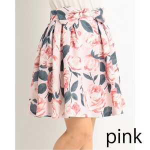 LIZ LISA Large Floral Pattern Skirt Pink
