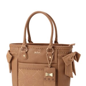 LIZ LISA Argyle Quilted Tote Bag Camel