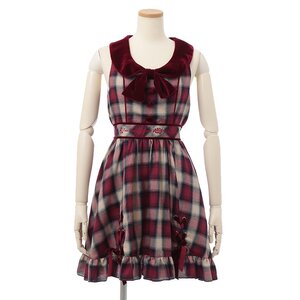 LIZ LISA Hem String Checkered Dress Bordeaux