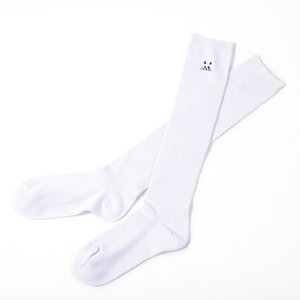 2015AW Cat Face High Socks (40cm) White