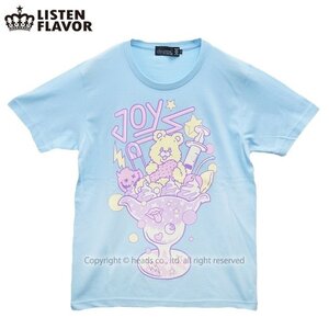 LISTEN FLAVOR Pastel Bear Fancy Parfait T-Shirt Blue L
