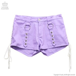 LISTEN FLAVOR Lace-Up Harness Belt Shorts Lavender L