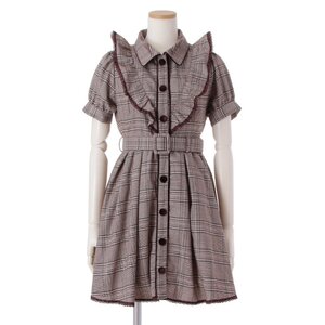 LIZ LISA Checkered Frilly Dress Beige