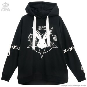 LISTEN FLAVOR Evil Cutie Pentagram Lace-up Hoodie Black