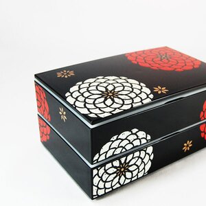 Square 2-Tier Bento Box Black Momoka