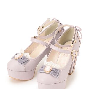 LIZ LISA Cameo Ribbon Pastel Pumps Purple L