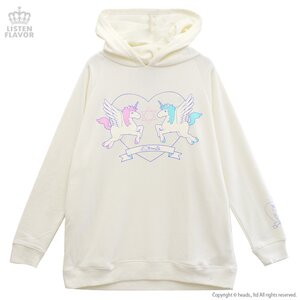 LISTEN FLAVOR Angel Unicorn Hoodie Vanilla