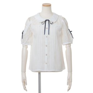 LIZ LISA Round Collar Short Sleeve Blouse White