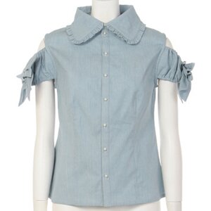 Swankiss Ribbon Blouse Blue