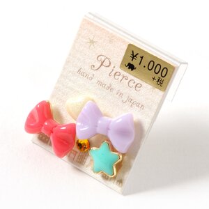Ribbon, Heart & Star Earrings Lilac & Red Bows