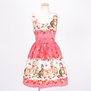 milklim Strawberries & Cats Dress Red
